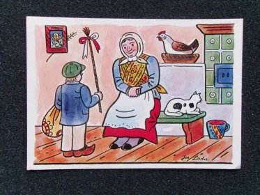 Umělecká pohlednice Josef Lada malíř jaro velikonoce Odeon