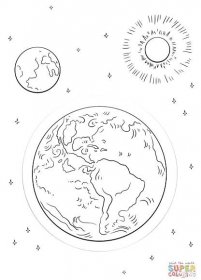 Země, Měsíc a Slunce omalovánka | Omalovánky k Vytisknutí Zdarma