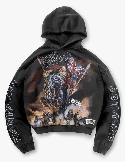 Represent X Iron Maiden Steed Hoodie - Stained Black