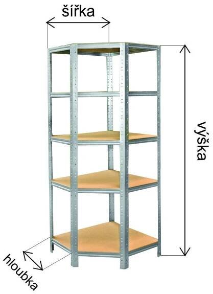 Rohový regál 180x90x60, 5-6 polic - Primaregály.cz