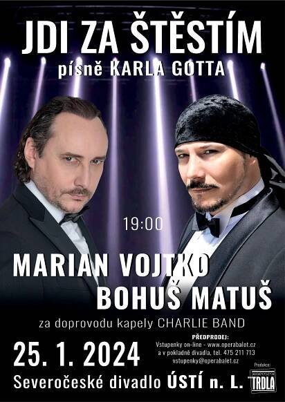 Ústí nad Labem – Jdi za štěstím – Marian Vojtko a Bohuš Matuš zpívají písně Karla Gotta