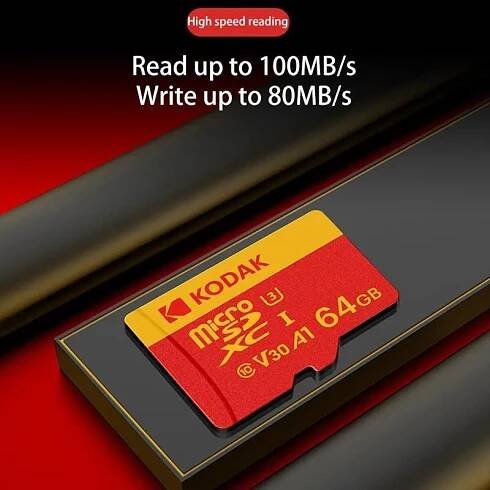 Kodak Micro SD karta Červená paměťová karta 64 GB 128 GB 256 GB MicroSDXC TF Flash karty pro telefon