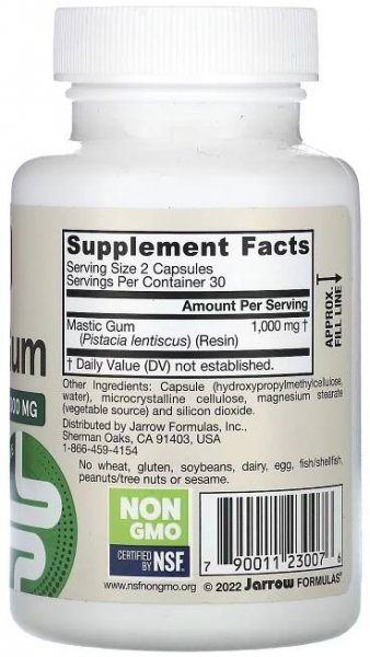 Jarrow Formulas, Mastic Gum (masticha), 500 mg, 60 rostlinných kapslí