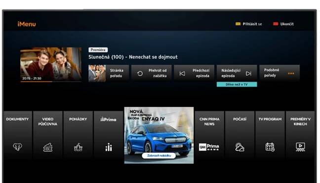 HbbTV aplikace iPrima.cz má nový design