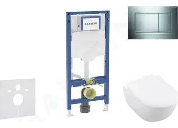 Splachovací tlačítko Geberit Duofix Set předstěnové instalace, klozetu Subway 2.0 a sedátka softclose, tlačítko Sigma30, lesklý chrom/matný chrom, SANI11CK1113