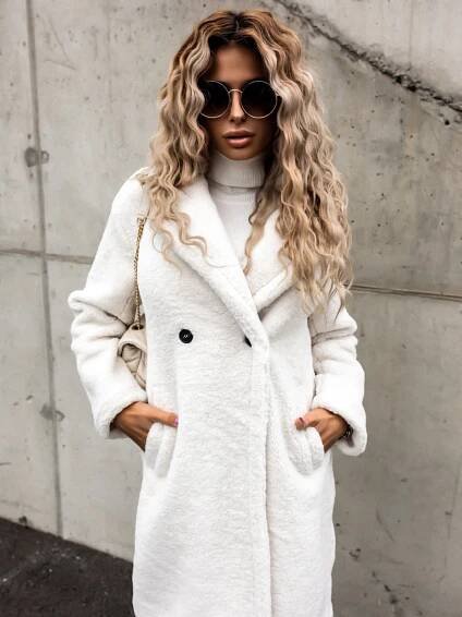 Bílý delší kabát SPENCE | Erika Fashion