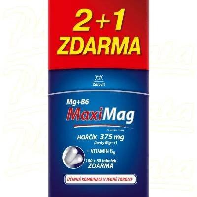MaxiMag Hořčík 375mg+B6 tob.100+50 ZDARMA