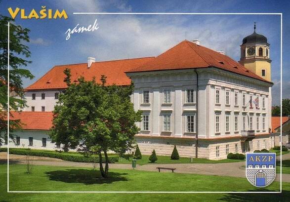 zámek Vlašim - celkový pohled, erb  - Sběratelství