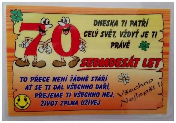 Vtipné přání k narozeninám - 70 let