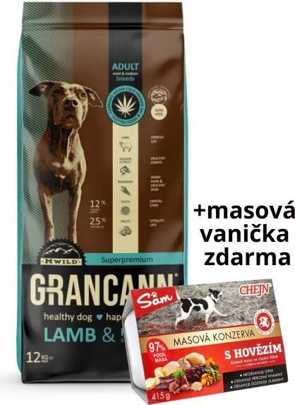 Grancann Lamb & Hemp seeds Adult small & medium breeds 12 kg