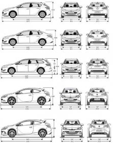 Rozměry Opel Astra J