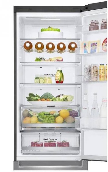 LG Kombinovaná chladnička | D | Hrubý objem 419 l | 215 kWh/rok | LG Lineární invertorový kompresor | LG Total No Frost | DoorCooling+™ | Vnější LED displej | ThinQ™ + WiFi ﻿, GBB72PZDFN
