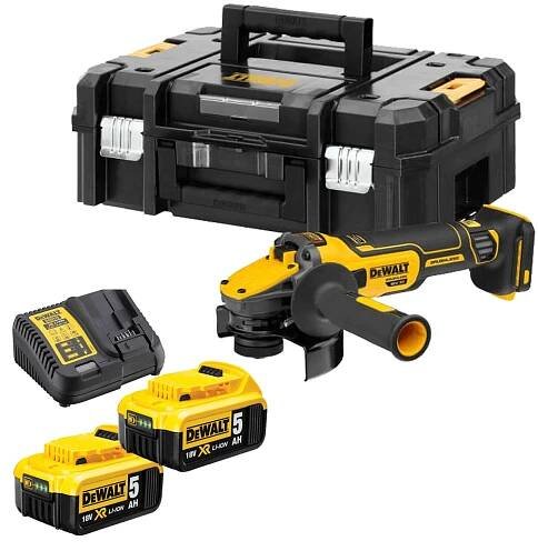 DCG409P2 DeWALT aku úhlová bruska 125 mm, XR ADVANTAGE 18V / 54V, 2x 5,0 Ah Li-Ion, TSTAK