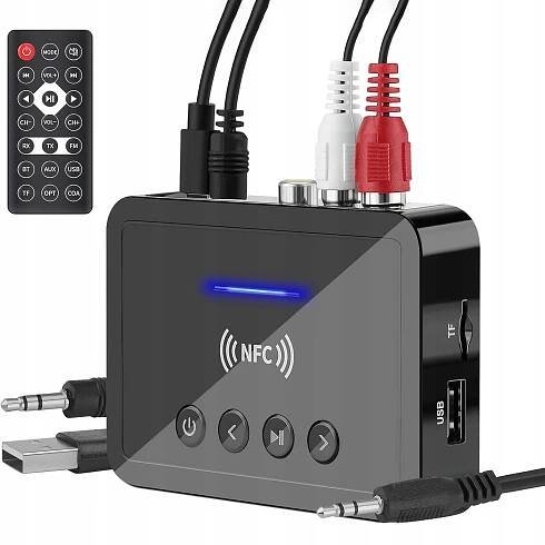 BLUETOOTH ADAPTÉR PRO VĚŽ HiFi AUX JACK PŘIJÍMAČ VYSÍLAČ 5.0 NFC Váha výrobku včetně jednotkového obalu 0.3 kg