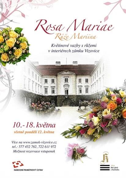 ROSA MARIAE - Růže Mariina, pozvánka na výstavu na zámku Vizovice