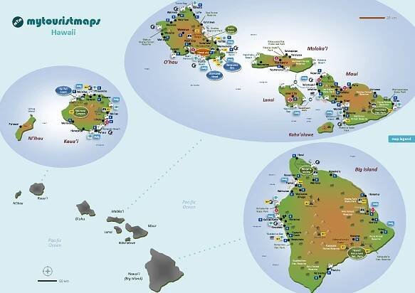 Tourist map of Hawaii