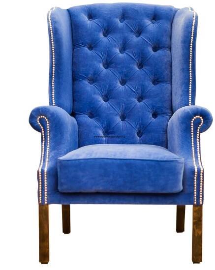 Křeslo ušák Chesterfield BLUE