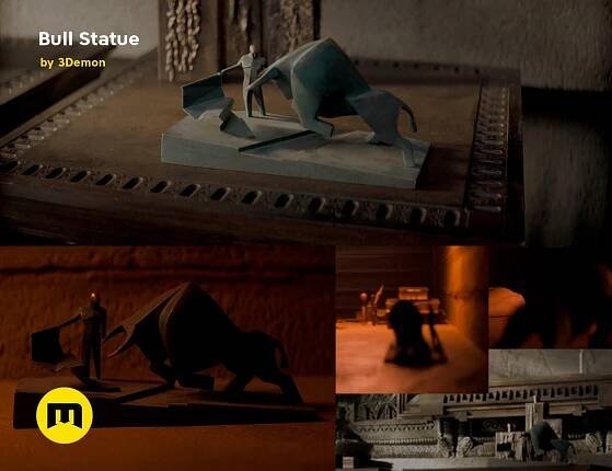 🐂 Dune Bull Statue・ 3D File for ・Cults