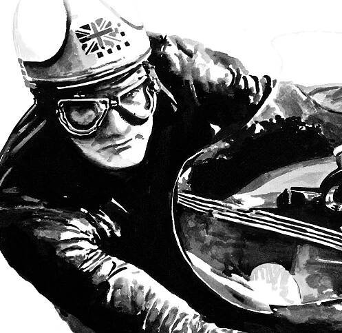 Mike Hailwood - tableau aquarelle lavis encre de chine - Philippe Lepape