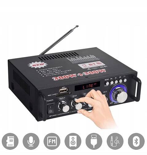 ZESILOVAČ PRO BLUETOOTH REPRODUKTORY, BASOVÉ RÁDIO, VÝKON Barva černá