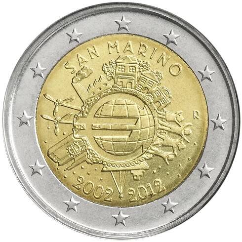 2 Euro 2012 San Marino - 10 let Eura - | San Marino | Numismatika Olomouc 
