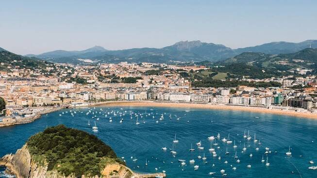 View from above of San Sebastian Spain in Basque Country