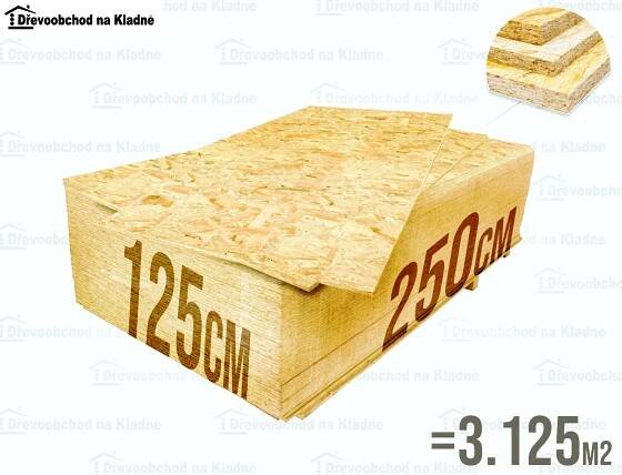 15mm • OSB desky 1,25M x 2,5M bez pera - 1-dřevoobchod Huťská 229, Kladno