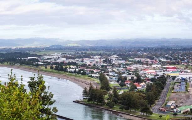 pohled na panoráma města gisborne - gisborne - stock snímky, obrázky a fotky