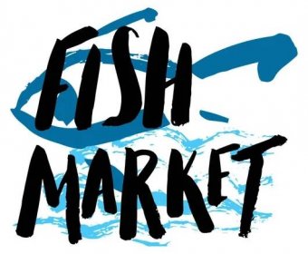 Rybí trh ručně kreslenou — Stocková ilustrace