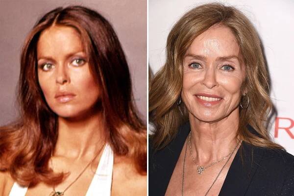 Barbara Bach in 1977 and 2015.