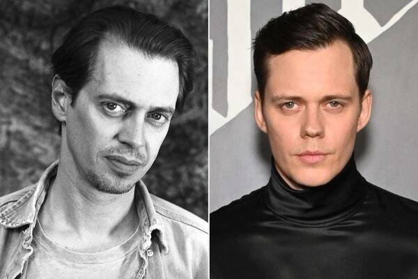 Steve Buscemi poses at his home for a 1995 portrait in Brooklyn, New York; Bill Skarsgard attends the Los Angeles premiere of Focus Features' 