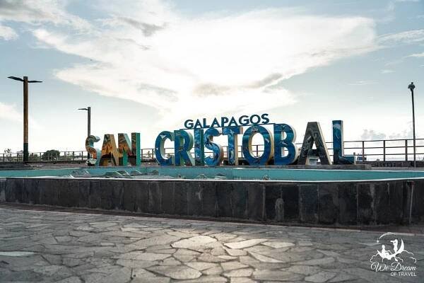 San Cristobal Galapagos sign in Puerto Baquerizo Moreno