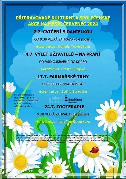 Nový domov Karviná - Připravované kulturně společenské akce