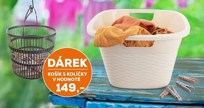 K PRÁDELNÍMU KOŠI NYNÍ ZDARMA KOŠÍK S KOLÍČKY