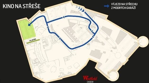 Mapa autokina Westfield Chodov