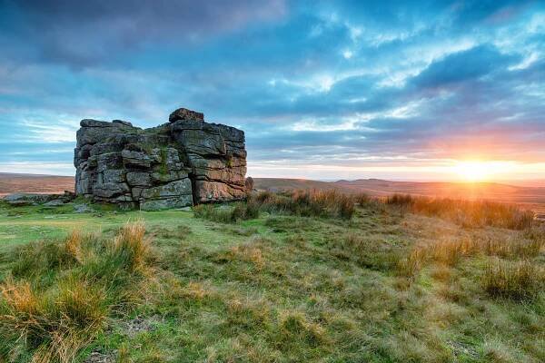 A beautiful sunset over South Hessary Tor, just outside of Princetown on Dartmoor National Park