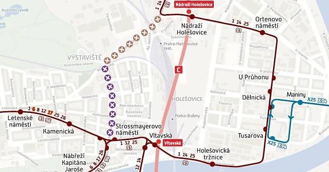 V Praze 7 dojde k přerušení tramvajového provozu v úseku Strossmayerovo náměstí – Výstaviště | Veřejná doprava | IZDoprava.cz