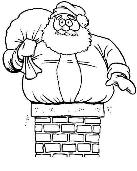 Coloriage père noël dans cheminée