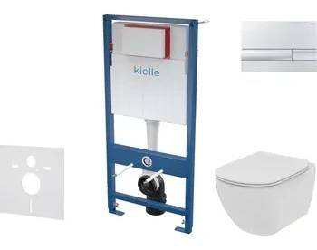 Klozet Kielle - Genesis Set předstěnové instalace, klozetu Tesi a sedátka softclose, tlačítko Gemini l, lesklý chrom SANI11AD1101