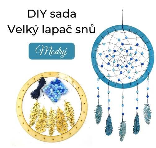 DIY sada Velký lapač snů modrý - Korálkárna Rooya