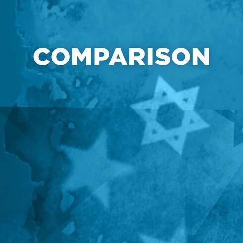 Comparison written on a light blue background