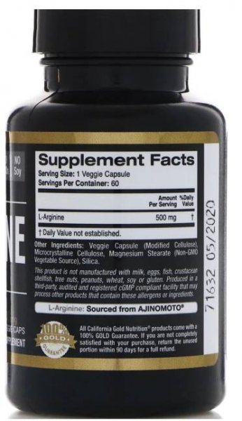 Arginin 500 mg, 60 kapslí