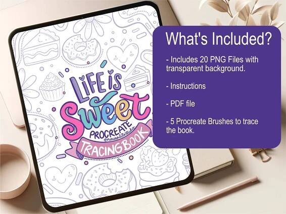 Procreate Tracing Book "Life is Sweet" 20 Pages - Image 2