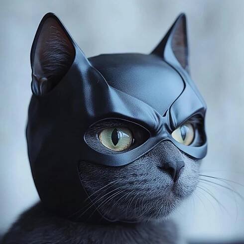3D Vikings Batcat Mask - Vtipná černá maska netopýra pro kočky, kostým mazlíčka na Halloween nebo
