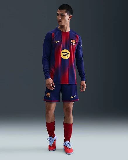 Replika domácích pánských fotbalových kraťasů Nike Dri-FIT FC Barcelona 2025/26 Stadium - Deep Royal Blue/Noble Red/Midwest Gold