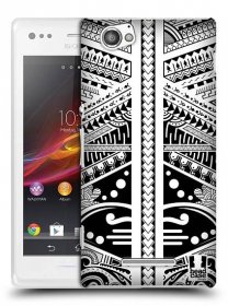 HEAD CASE plastový obal na mobil Sony Xperia M vzor Maorské tetování motivy černá a bílá POLYNÉZIE