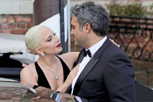 Lady Gaga and Michael Polansky are seen at the 81st Venice International Film Festival on September 04, 2024 in Venice, Italy. 