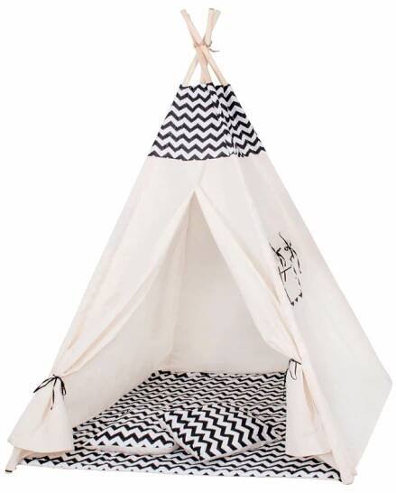 Teepee stan pro děti SPRINGOS Černý Zigzag