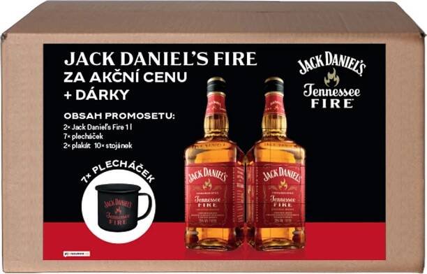 Jack Daniel's Fire Promoset 35 % 2x 1 l 7x plecháček 10x stojánek 2x plakát