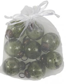 Vánoční baňka Pebbled Glass Moss Green Mini - set 8 ks